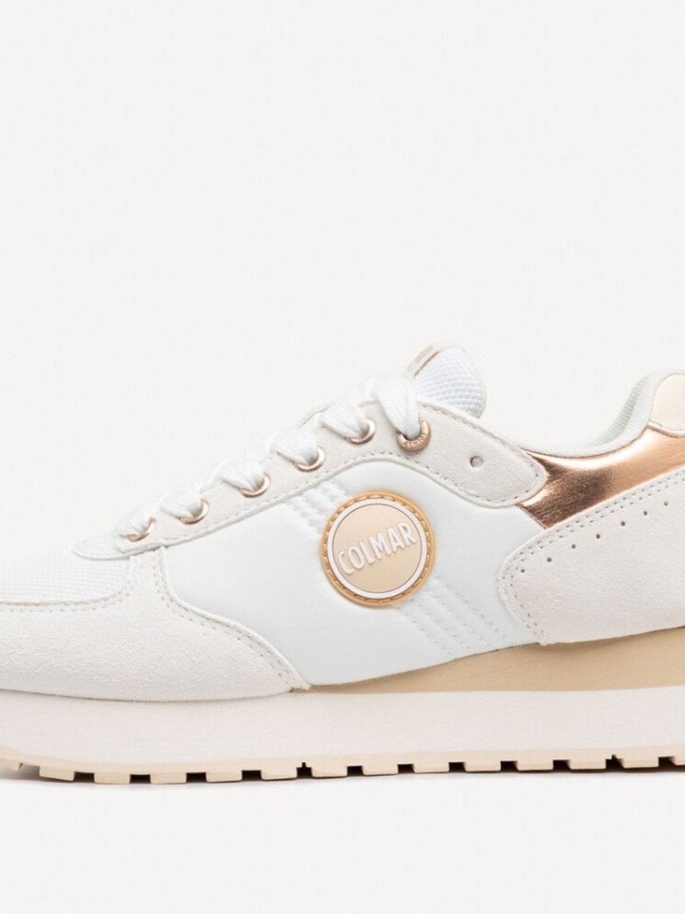Colmar Travis Authenti White and Gold Platform Sneaker - Size 40 EU / 9 US